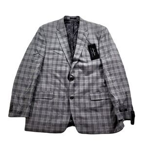 Sean John Grey Plaid Suit Jacket Mens 46L 46 Classic-Fit $360‎